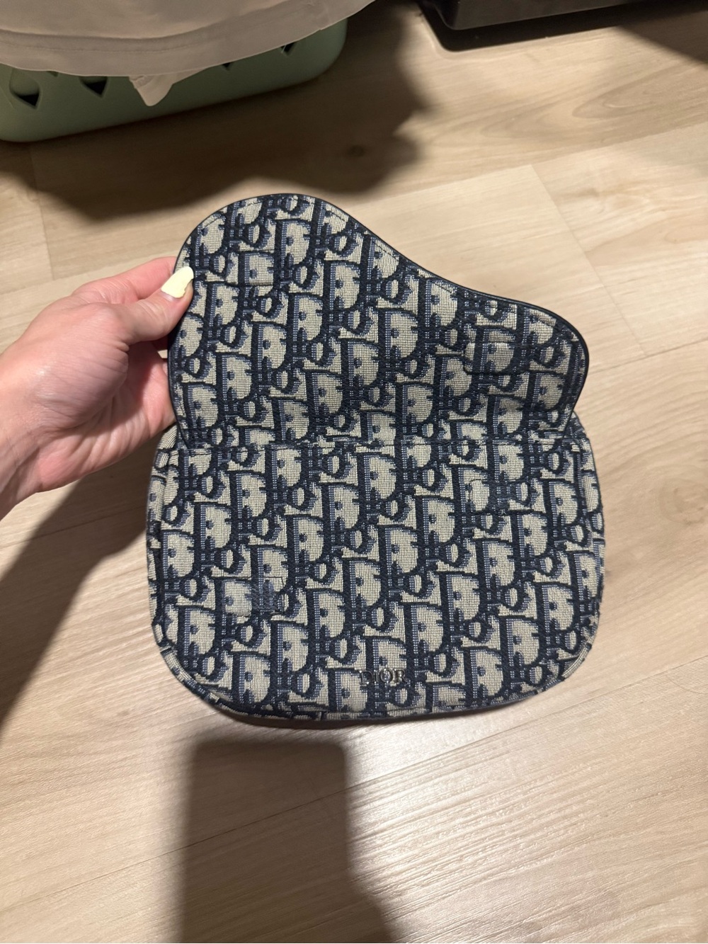 Dior Blue and Beige Monogram Saddle Pouch - Picture 2 of 6
